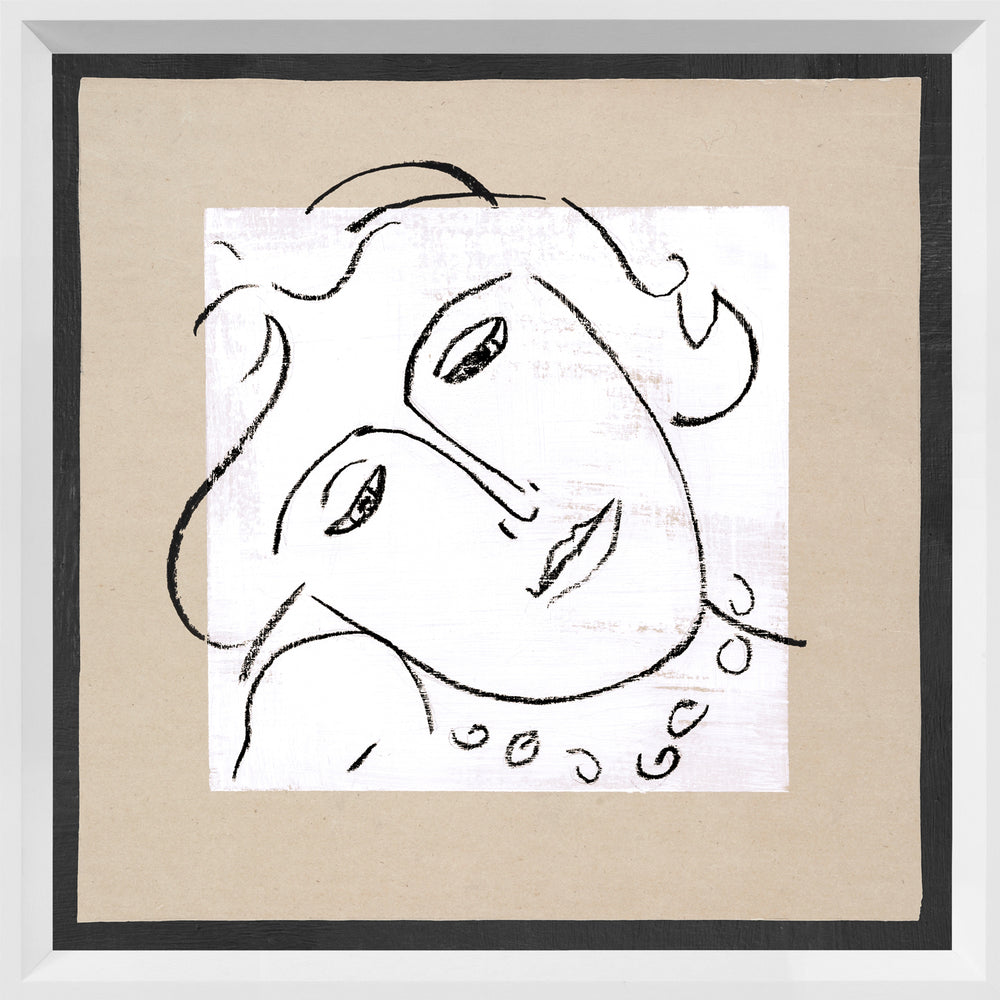Gestural Face Sketch, art print (glass framed), full view