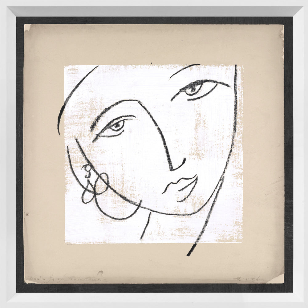 Sketched Feminine Gaze No. 2, art print (glass framed), full view