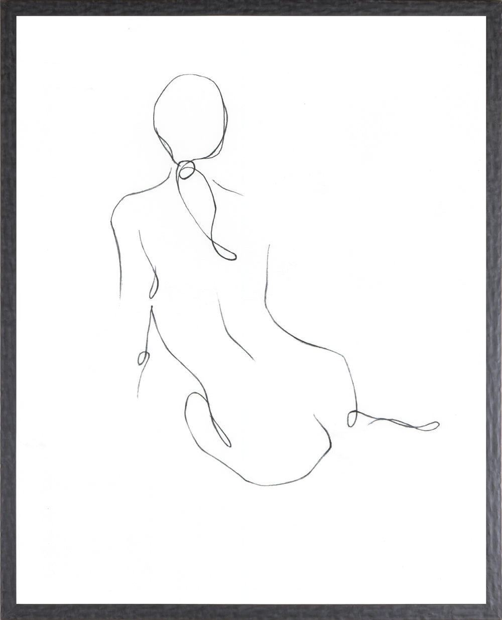 Seated Figure, Unbroken Line, art print (glass framed), full view