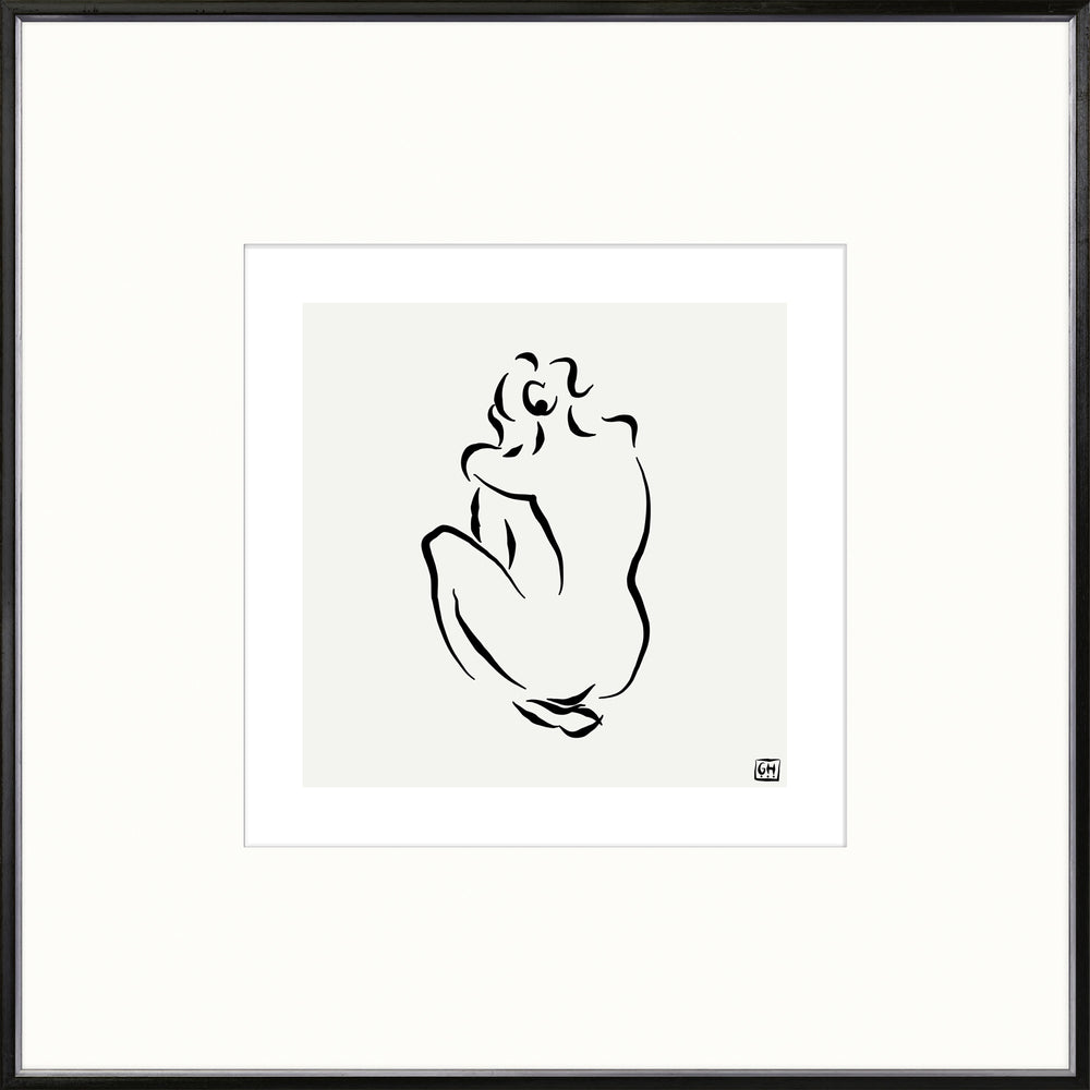 Curled Figure Study, art print (glass framed), full view