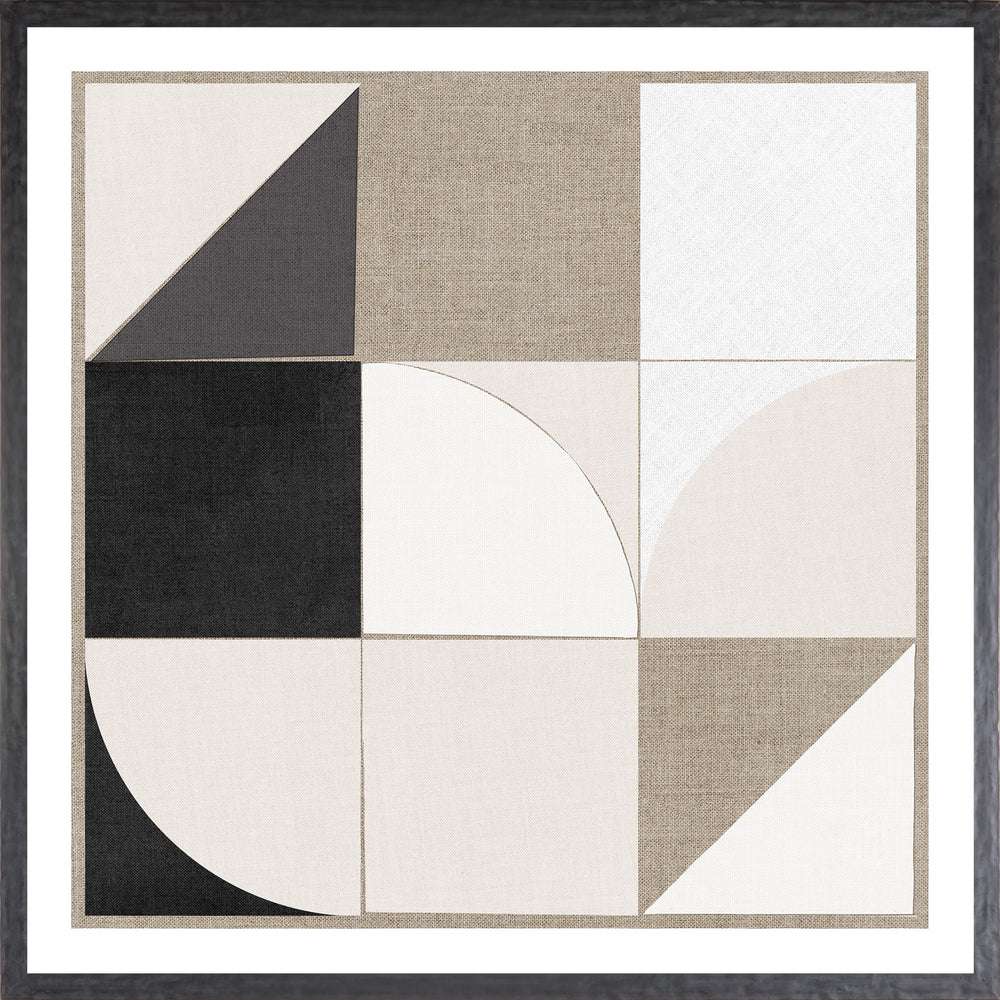 Linen Geometrics Squares III, art print (glass framed), full view