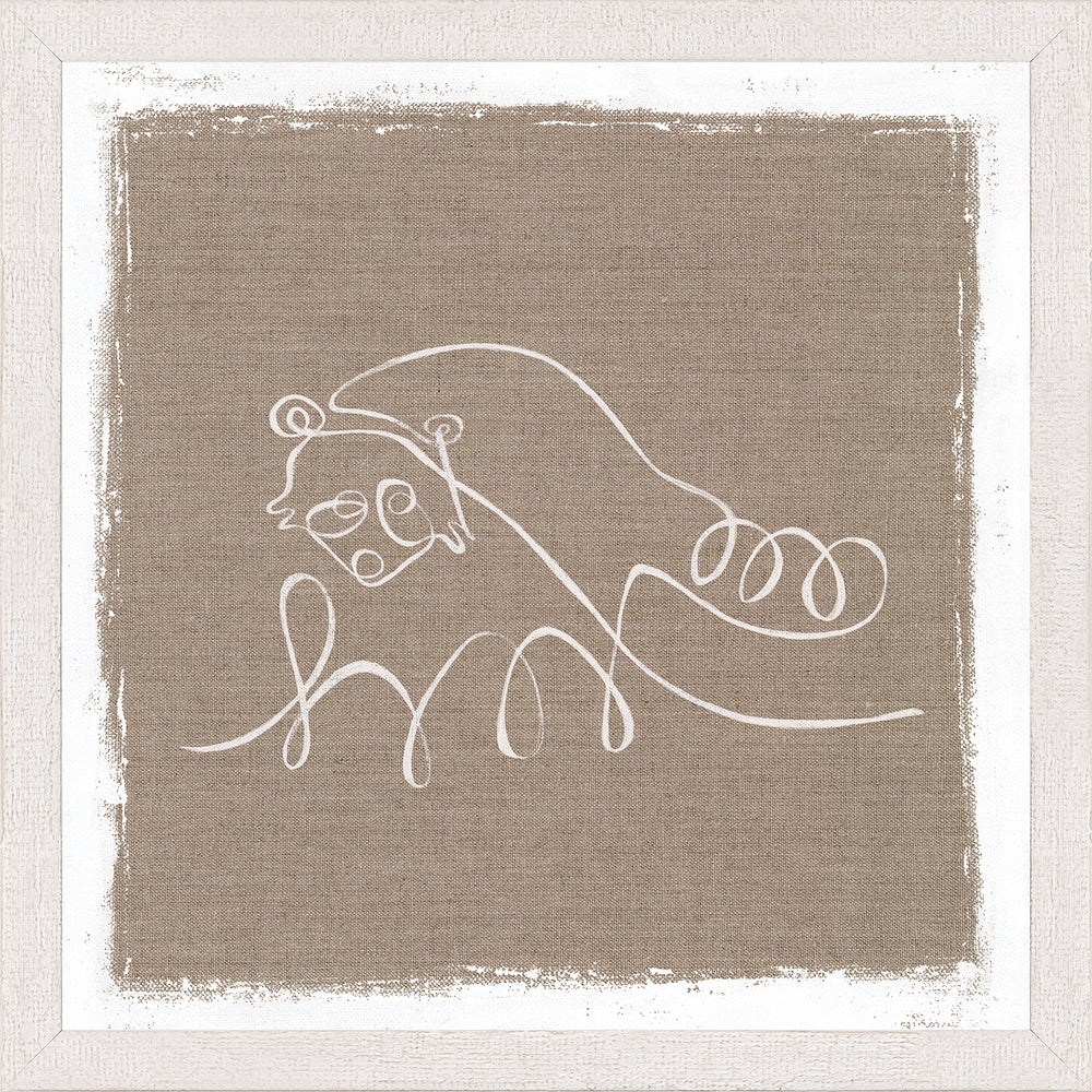 Looping Bear Sketch, art print (glass framed), full view