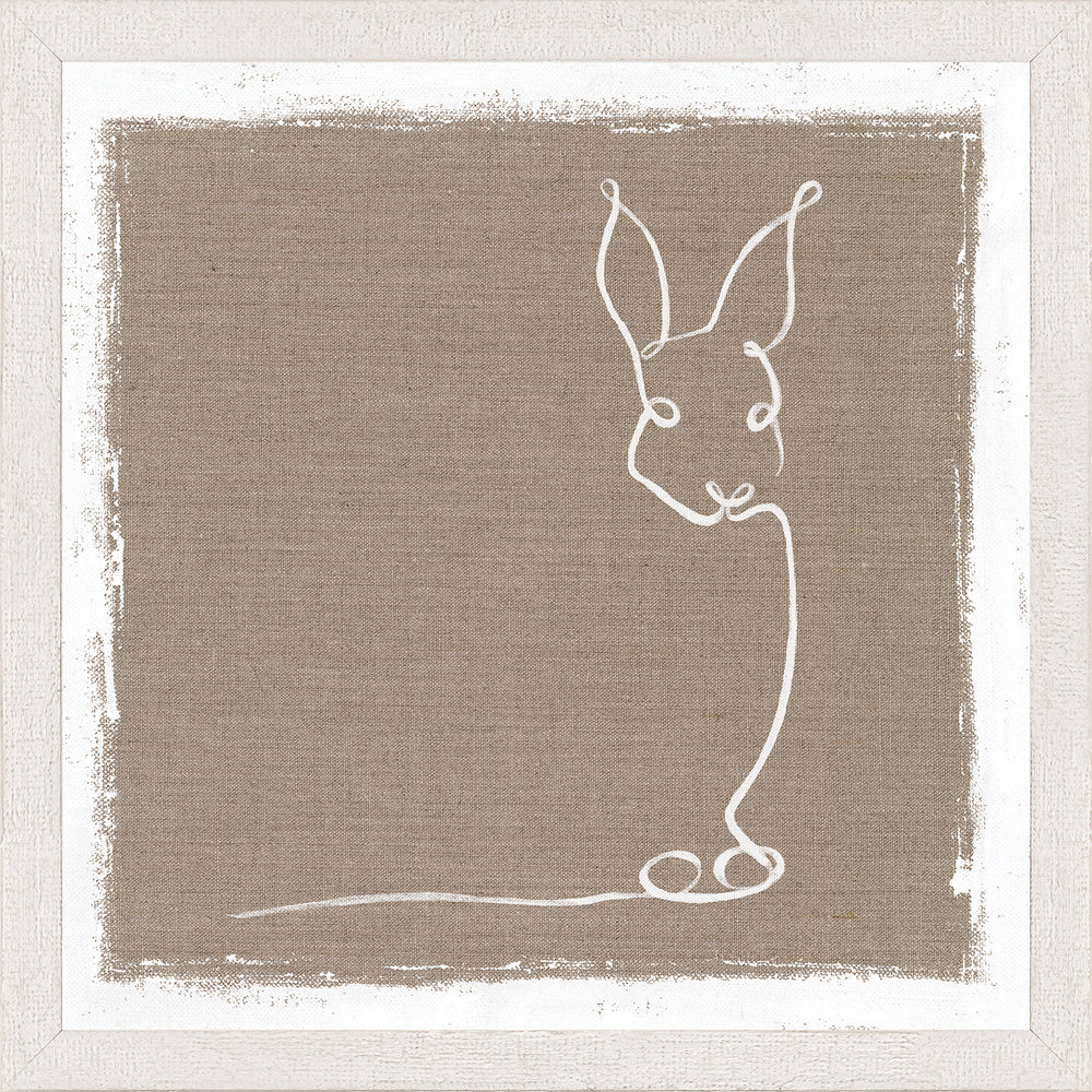 Cottage – One Line Rabbit, art print (glass framed), full view