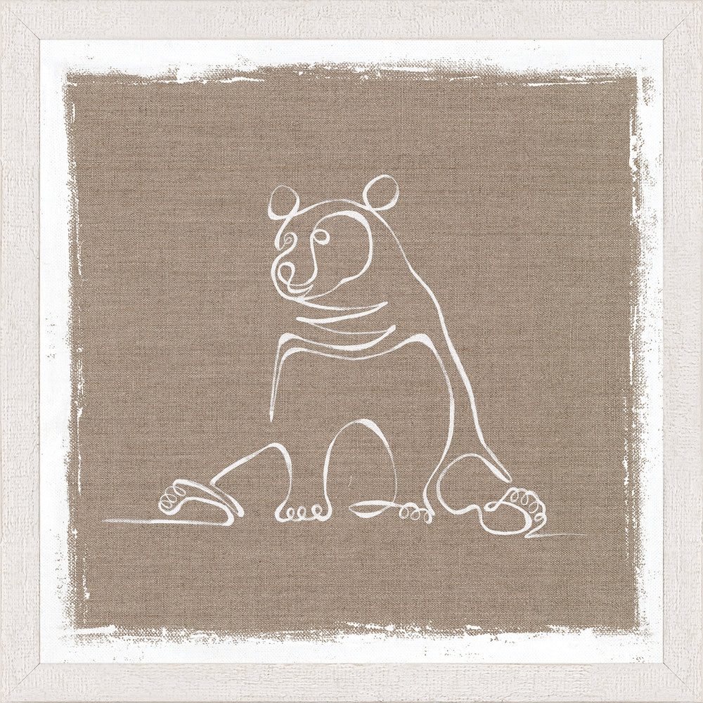 Continuous Line Bear, art print (glass framed), full view