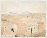 Hazy Hillside Village, art print, full view