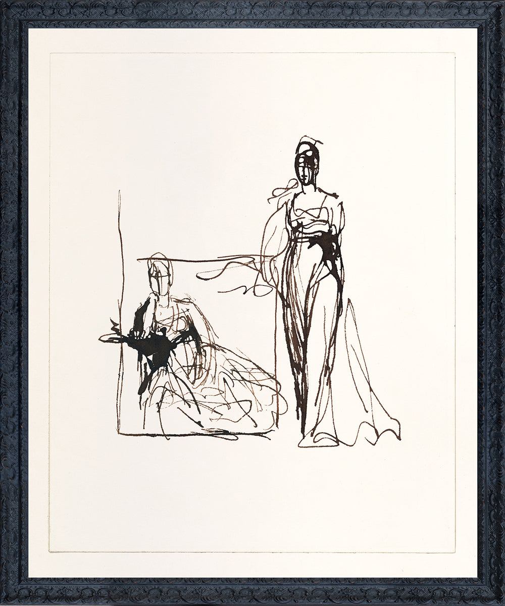 Two Figures in Ink, art print (glass framed), full view