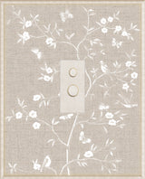 Linen Chinoiserie Branches, art print (glass framed), full view
