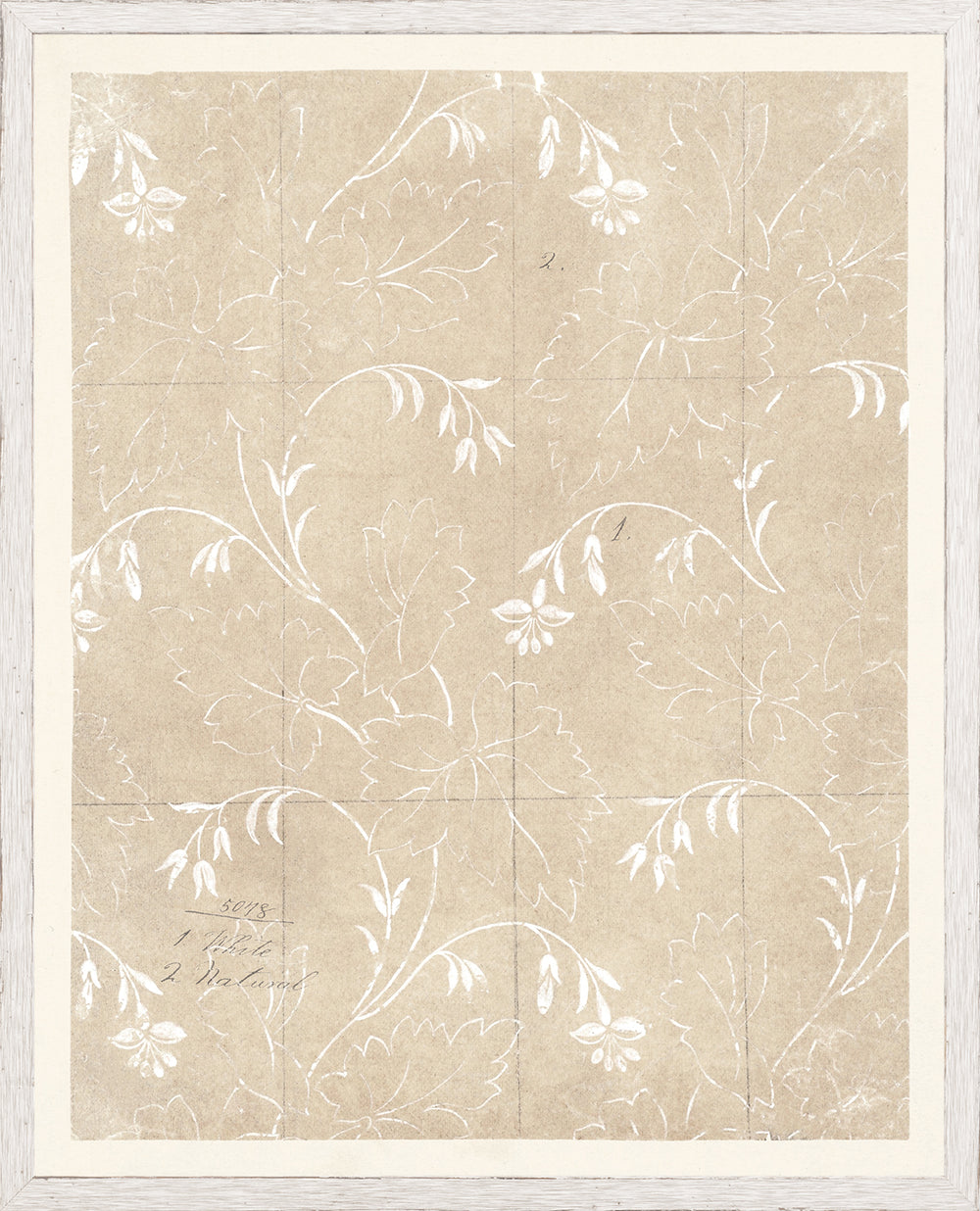Floral Pattern on Parchment III, art print (glass framed), full view