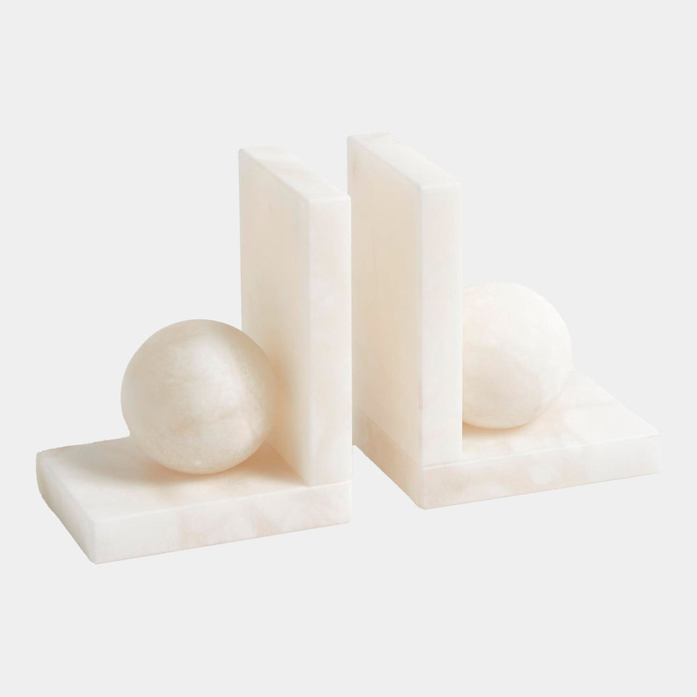 Cassium Ball Bookends in Alabaster, product view