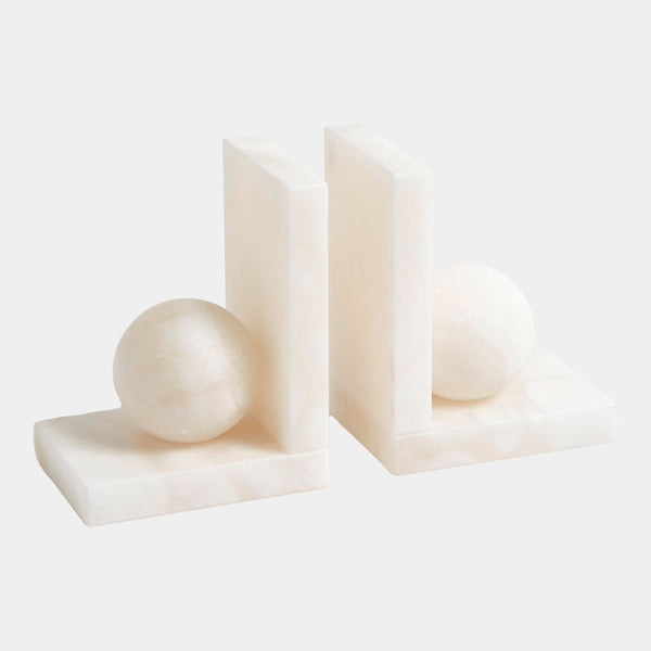 Cassium Ball Bookends in Alabaster, product view