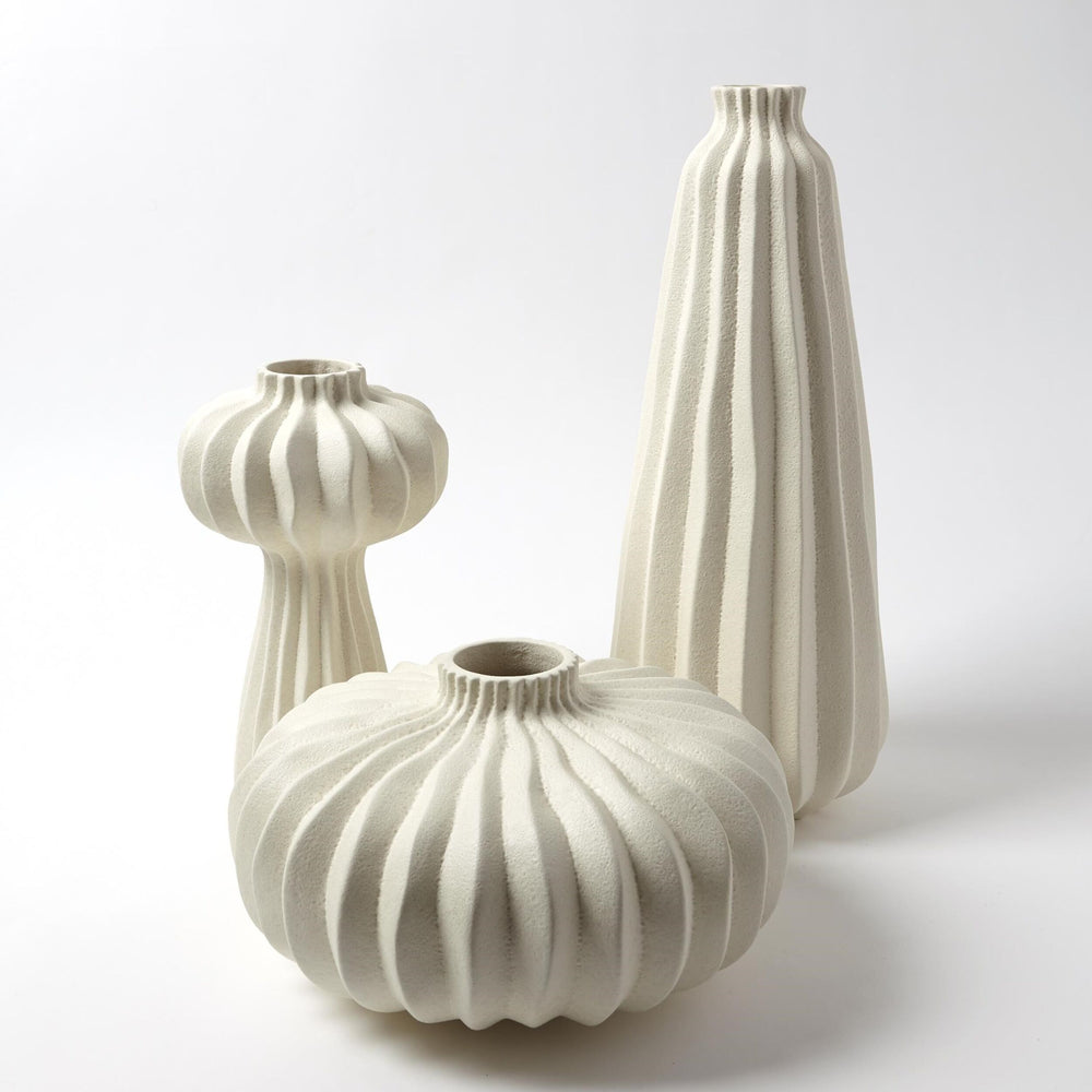 Lithos Vase in Cream, styled in a room