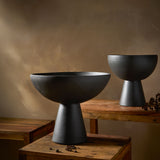 Florentina Footed Bowl in Black, styled in a room
