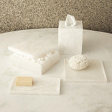 Elena Rectangular Tray in Alabaster, styled in a room