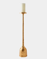Forged Pillar Candle Holder in Gold Leaf, front view