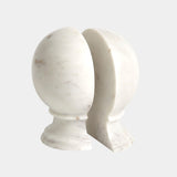 Velaris Marble Sphere Bookends in White, close-up detail