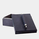 Boden Leather Handle Box in Blue Wash, close-up detail