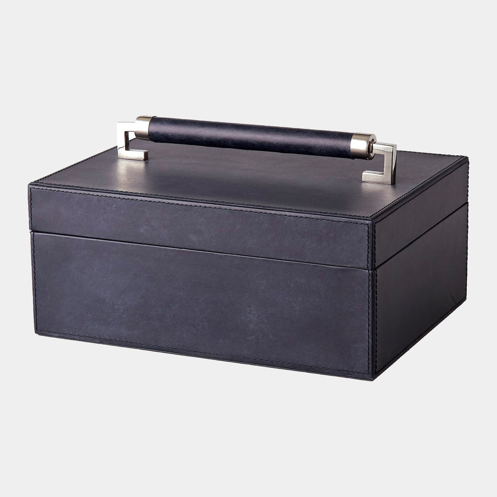 Boden Leather Handle Box in Blue Wash, product view
