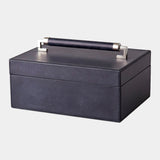 Boden Leather Handle Box in Blue Wash, product view