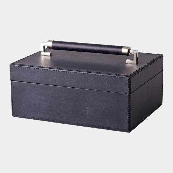 Boden Leather Handle Box in Blue Wash, product view
