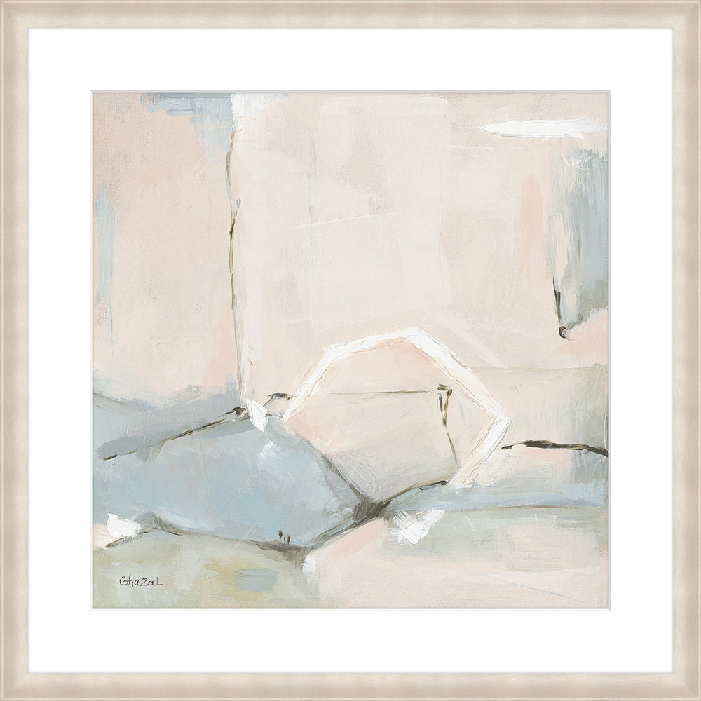 River Stone I, glass framed art, full view