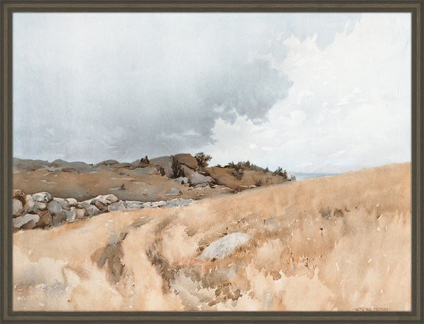 Upland Landscape, glass framed art, full view