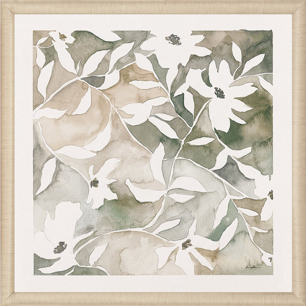 Leaf Tile I, glass framed art, full view