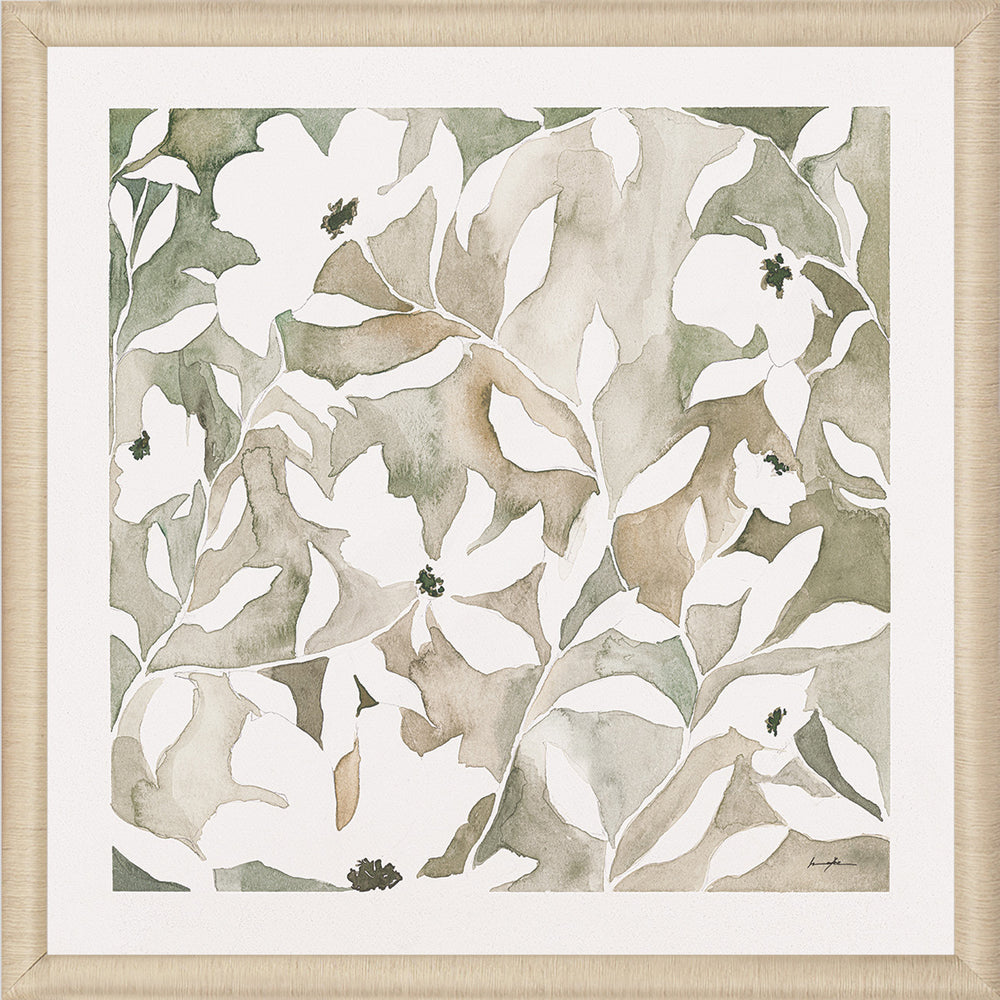Leaf Tile II, glass framed art, full view