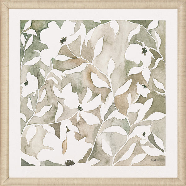 Leaf Tile II, glass framed art, full view