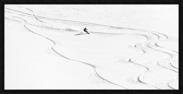 Snowfield Lines, glass framed art, full view