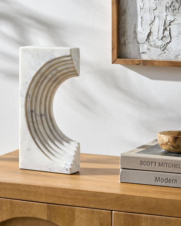 Trajan Decorative Sculpture AAJ-002 in White, styled in a room
