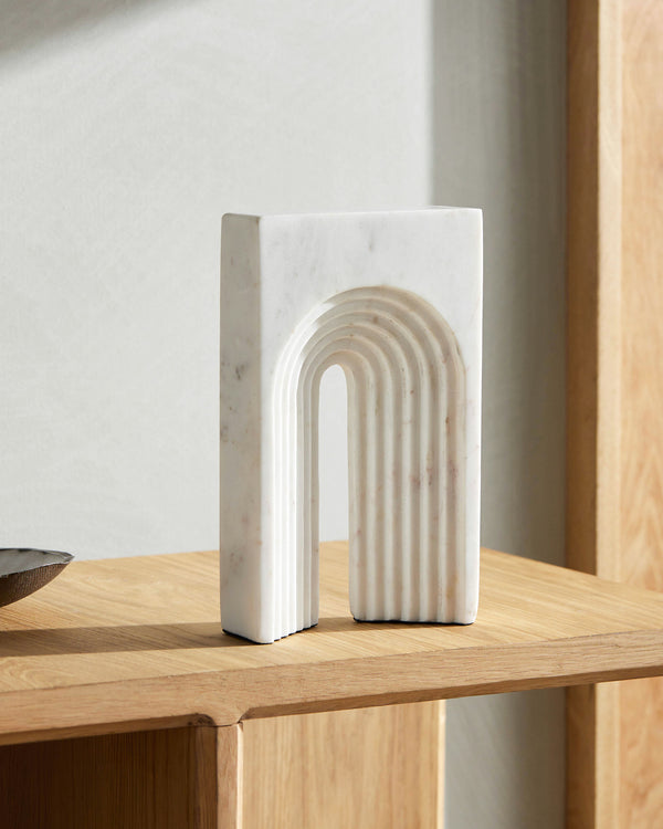 Trajan Decorative Sculpture AAJ-004 in White, styled in a room