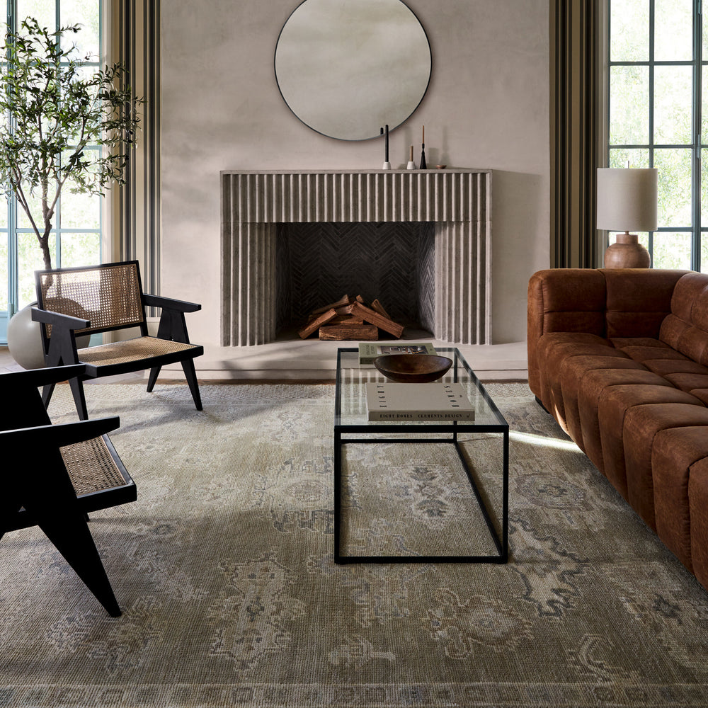 Antalya Hand Knotted Rug AAT-2305 in Light Brown, styled in a room