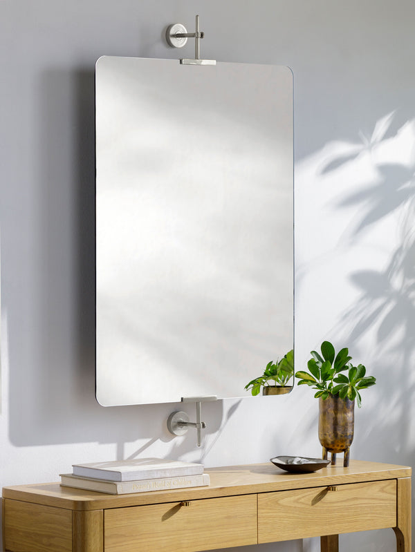 Anastasya Accent Mirror AAY-003 in Silver, styled in a room