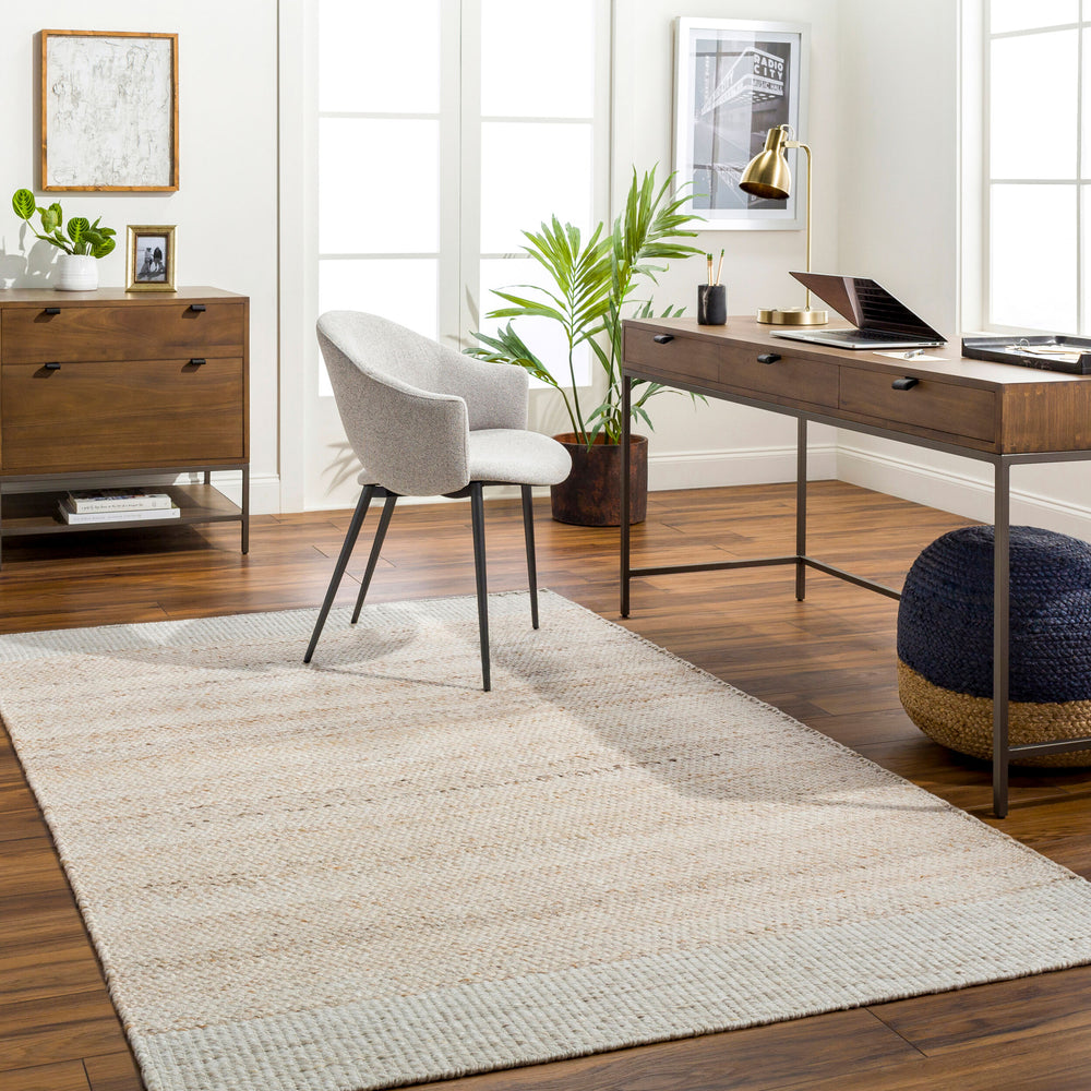 Abby Hand Woven Rug ABB-2301 in Beige, styled in a room