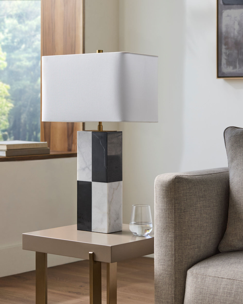 Adornia Accent Table Lamp, styled in a room