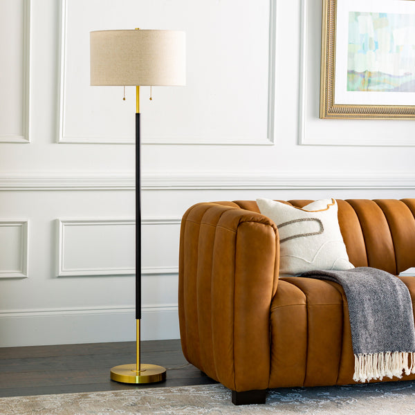 Aberdeen Accent Floor Lamp in gold, styled in a room