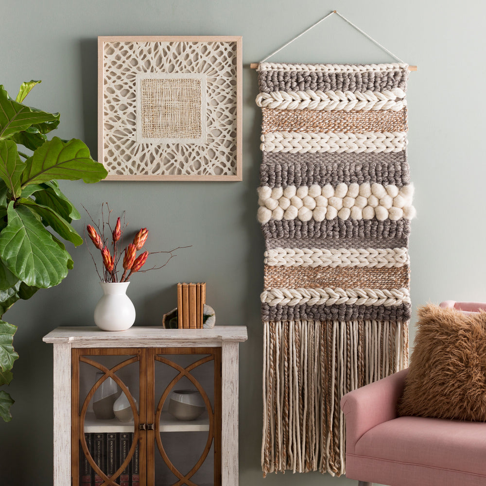 Artifice II Wall Hanging AFE-1000 in Cream, styled in a room