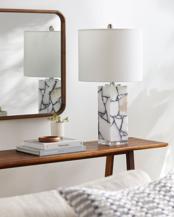Angelo Accent Table Lamp in white, styled in a room