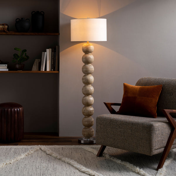 Algarve Accent Floor Lamp AGV-001 in beige, styled in a room