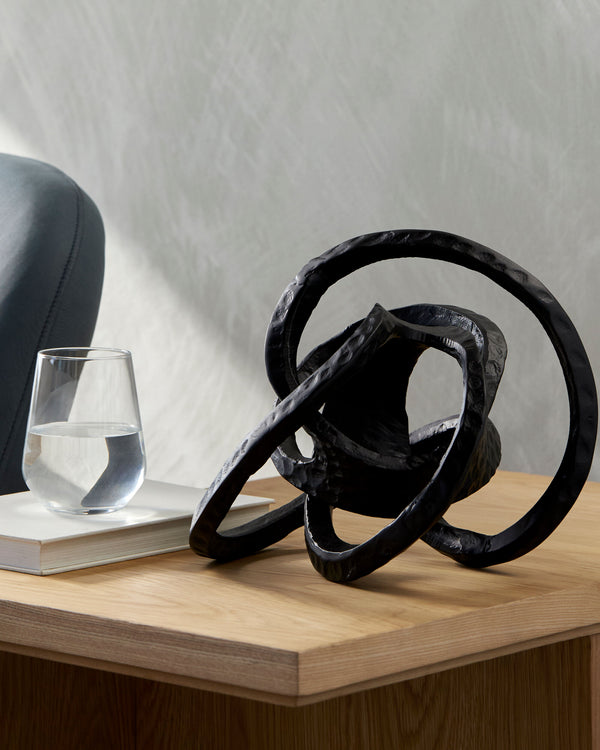 Zahira Decorative Sculpture AHZ-003 in Black, styled in a room