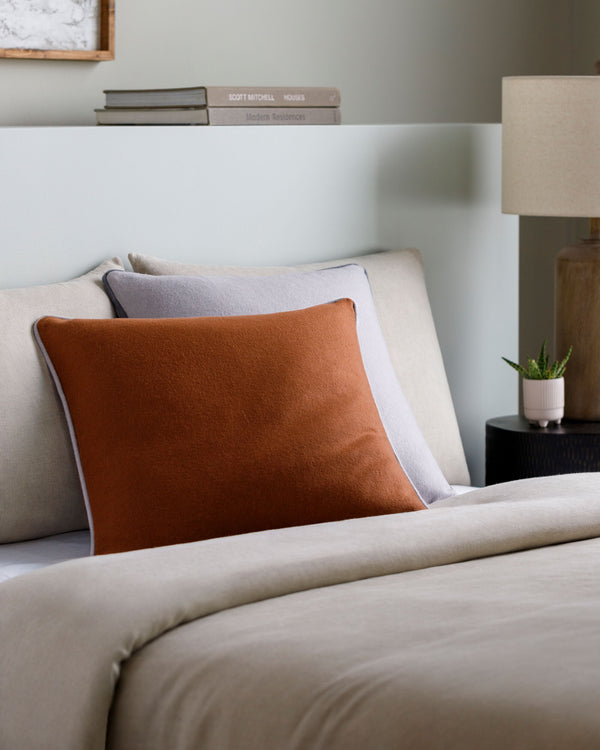 Ackerly Accent Pillow AKL-003 in Medium Brown, styled in a room