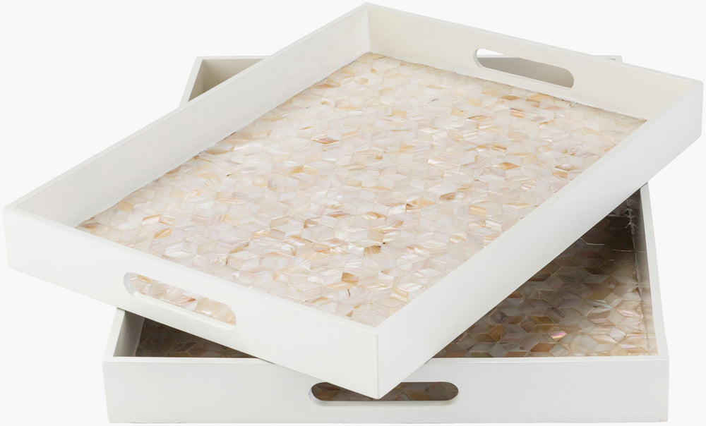 Alessandra Decorative Tray ALS-002 in White, front view