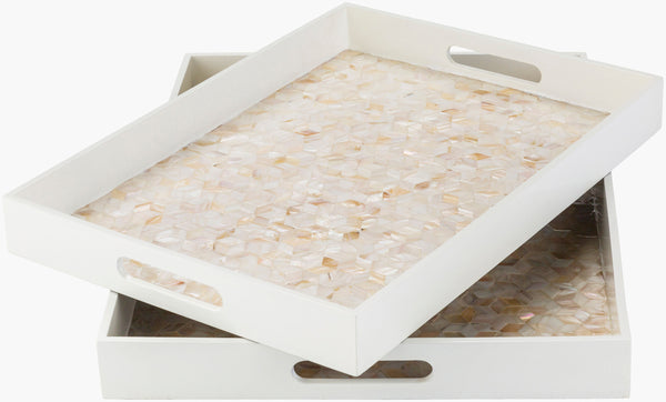Alessandra Decorative Tray ALS-002 in White, front view