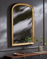 Nalanda Mantel Mirror ANAN-002 in Gold, styled in a room