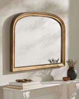 Nalanda Mantel Mirror ANAN-005 in Gold, styled in a room