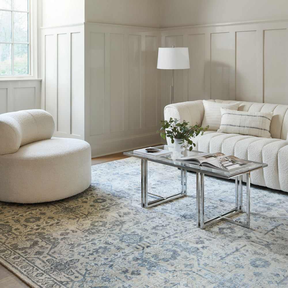 Aleyna Hand Knotted Rug ANE-2300 in Light Blue, styled in a room