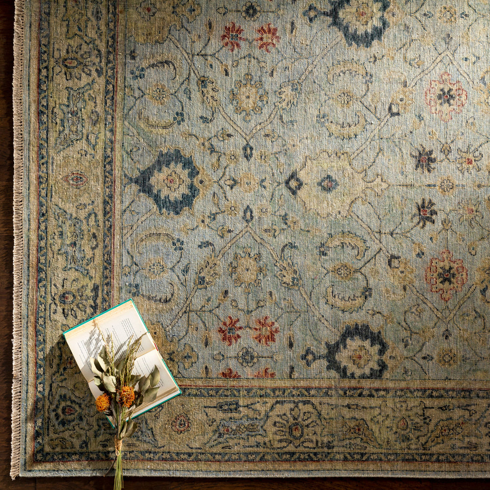 Anatolia Hand Knotted Rug ANY-2300 in Medium Green, styled in a room