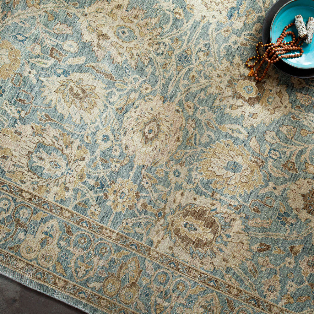 Anatolia Hand Knotted Rug ANY-2307 in Light Sage, styled in a room
