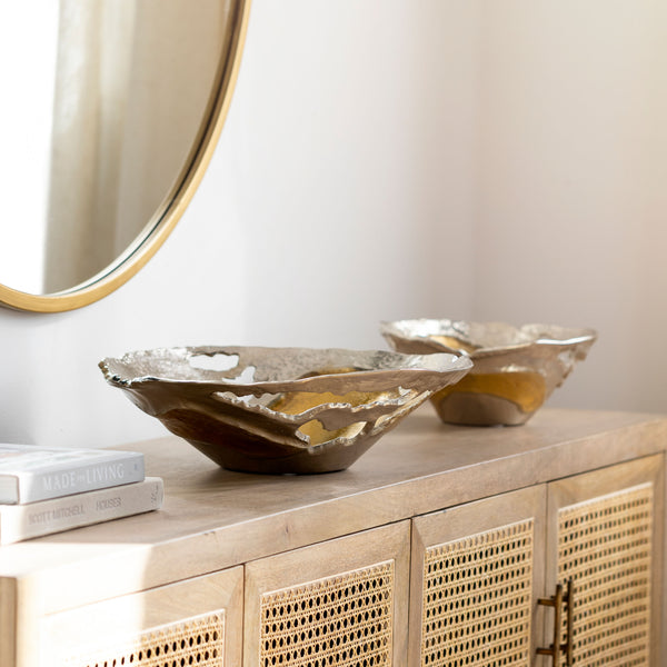 Ambrosia Decorative Bowl AOA-003 in Gold, styled in a room