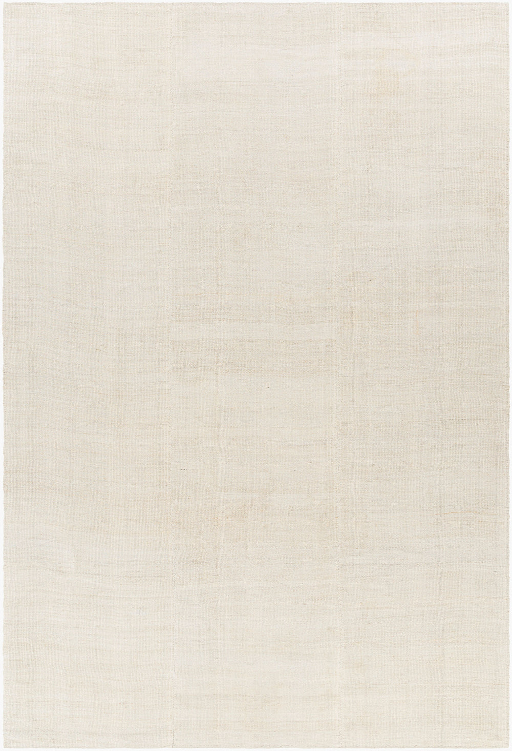 Antique Turkish hand-knotted rug in ivory, 6' x 8'8", full view